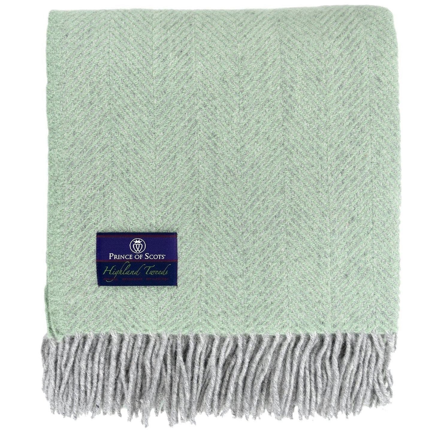 Highland Tweeds Herringbone  Pure New Wool Throw - Basil