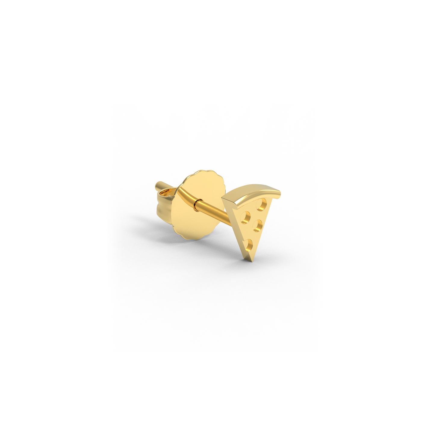 14K Yellow Gold Pizza Stud
