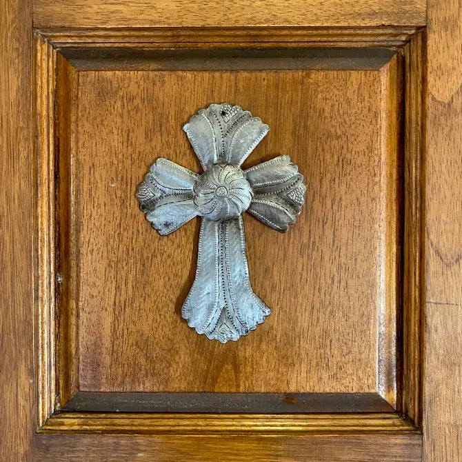 Recycled Metal Cross, Milagro 4.5"x6.75"