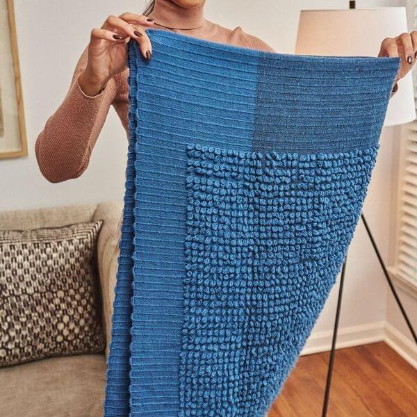 Macaroon Midnight Dark Blue Textured Merino Handloom Throw