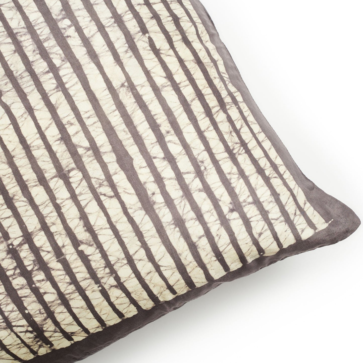 Maple Black Block Printed Stripes Mulberry Silk Pillow Cover