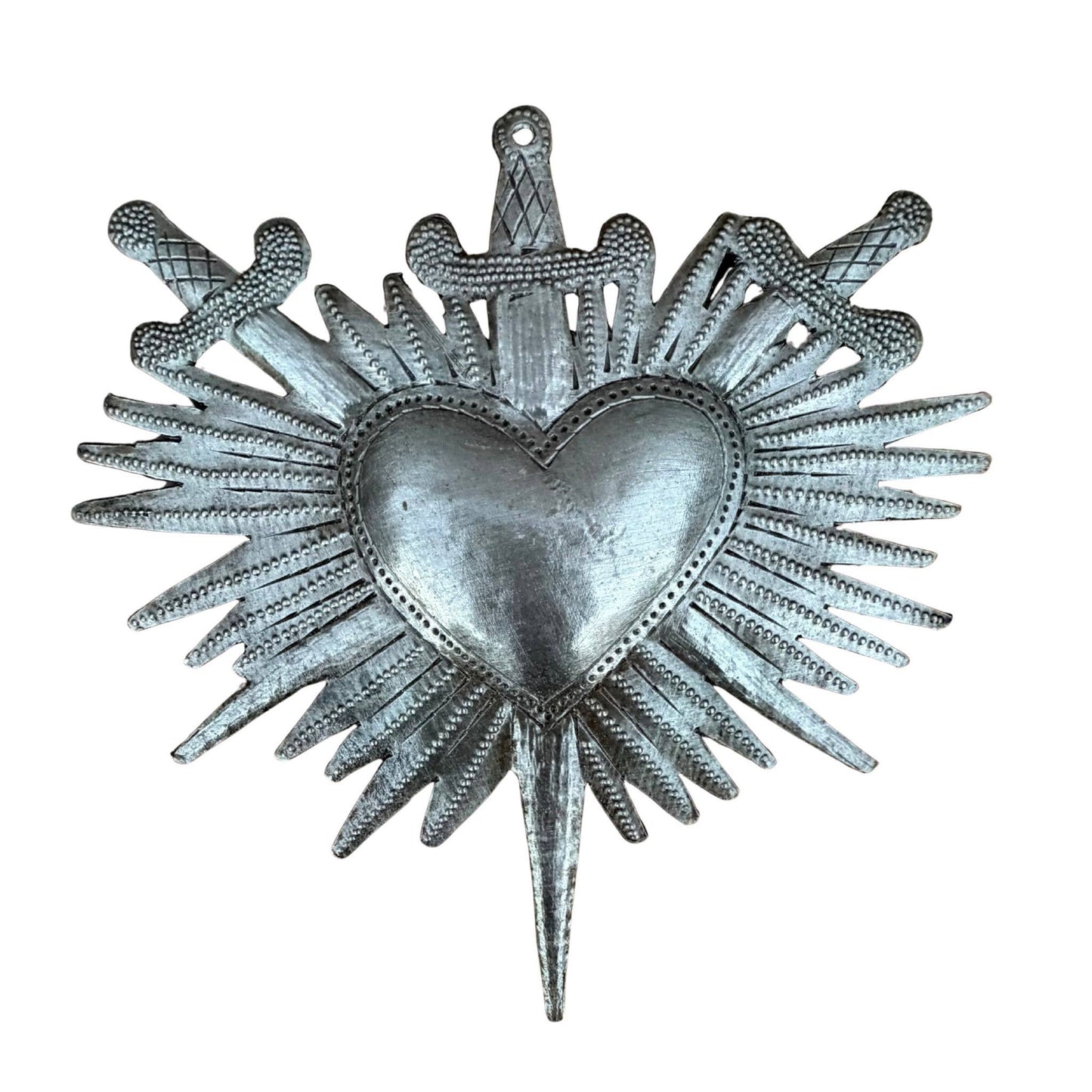 Sacred Heart Wall Art Haitian Metal Sculpture Crossed Swords