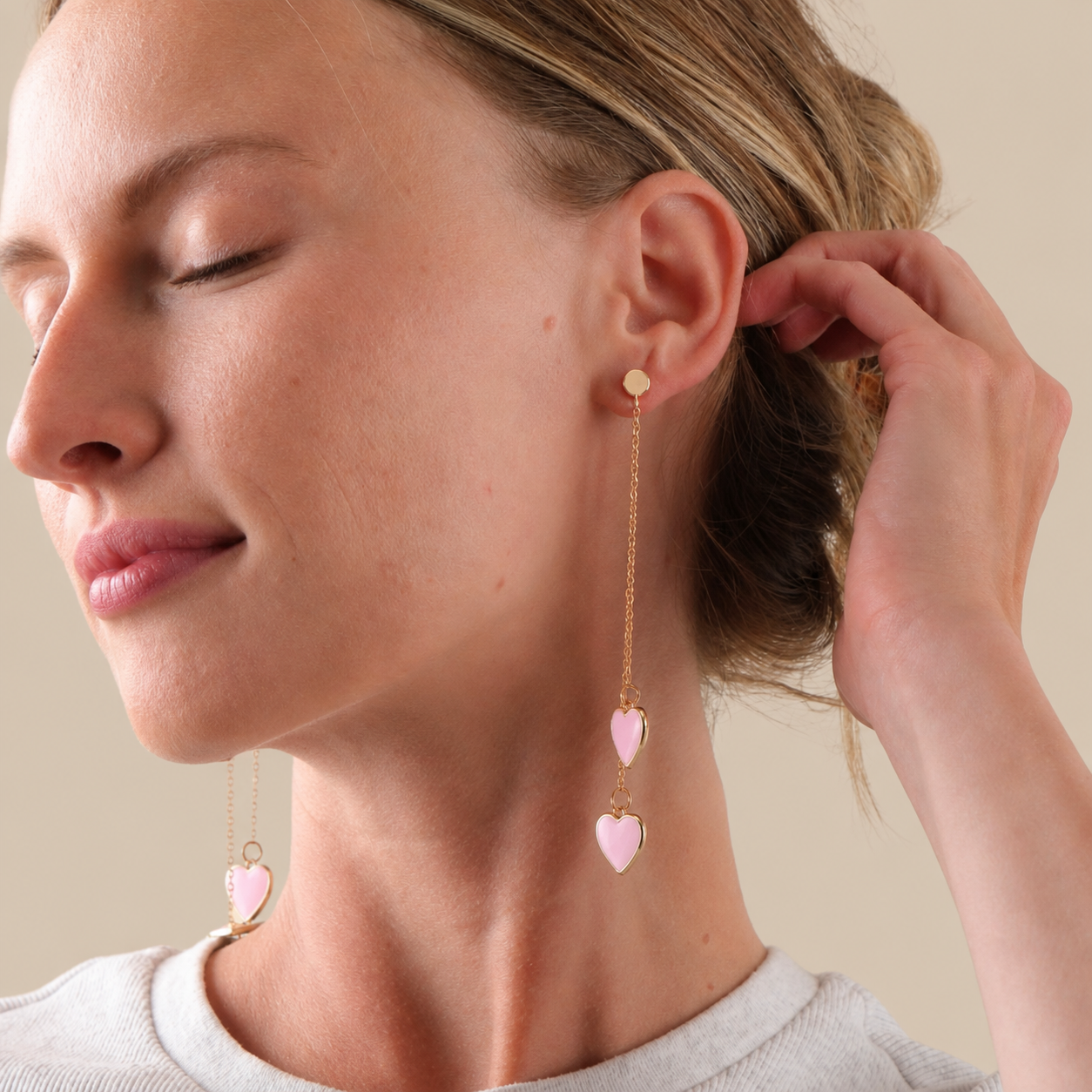 Single Hearted Girl Pink Heart Earrings | Gold Filled