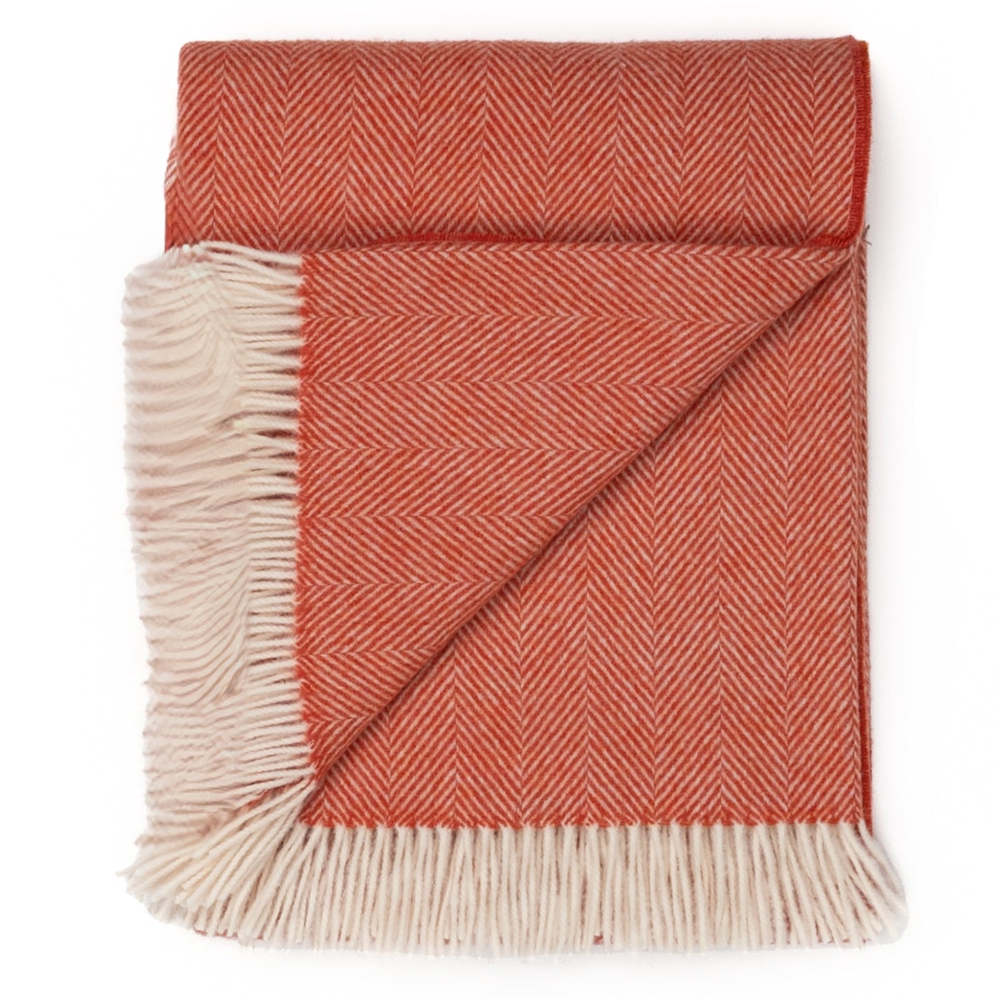 Southampton Home Merino Wool Herringbone Throw - Melon