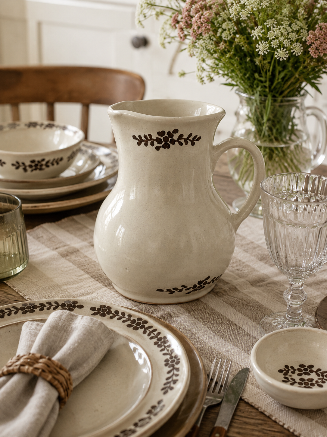 Hand-painted Margot Pitcher, Brown