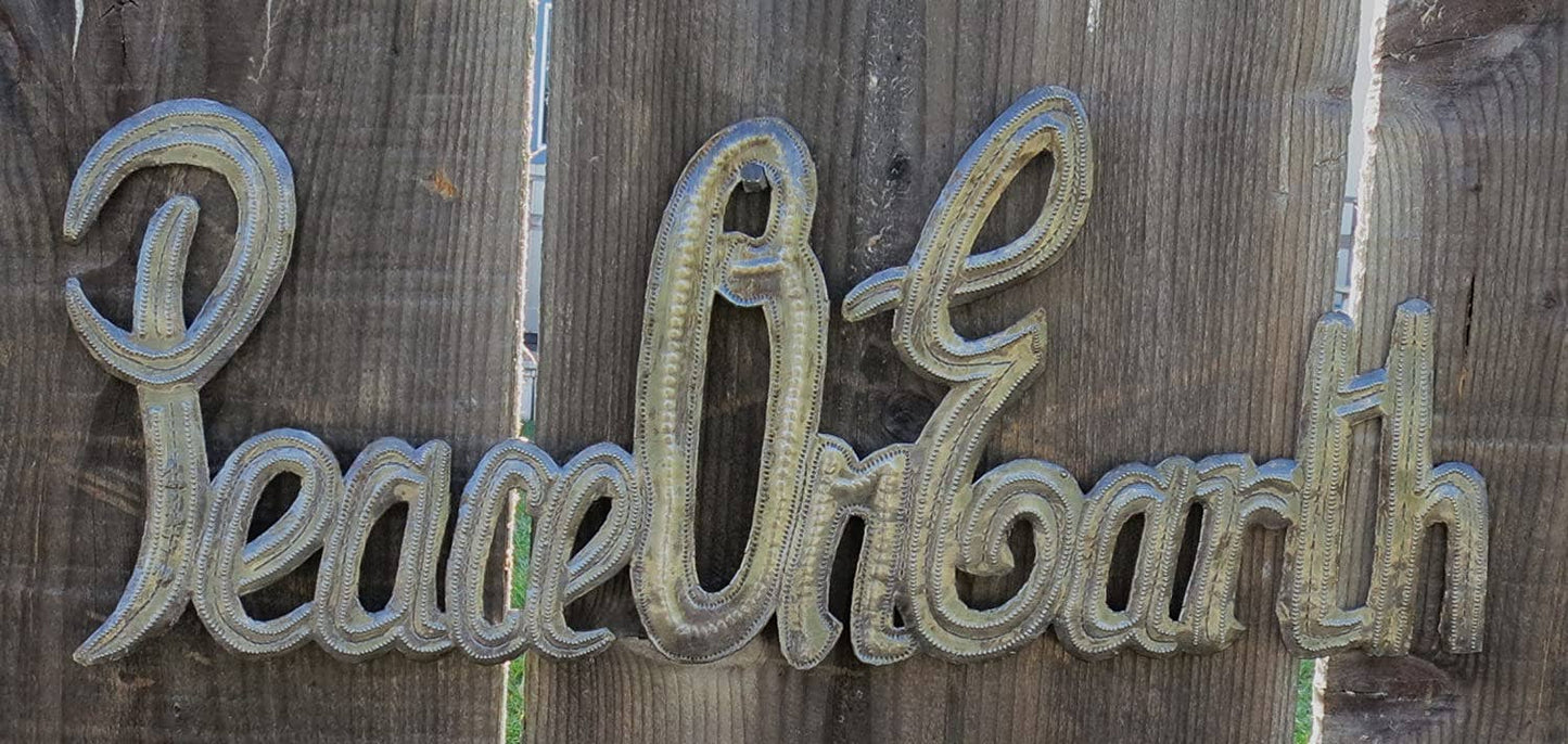 Peace on Earth Sign, Decorative Wall Hanging Plaque, 17"x6"