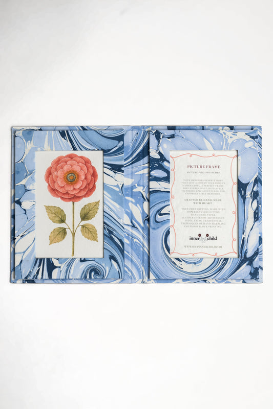 Hand-Marbled Picture Frame Folding Book, 4x6 in Ocean Wave