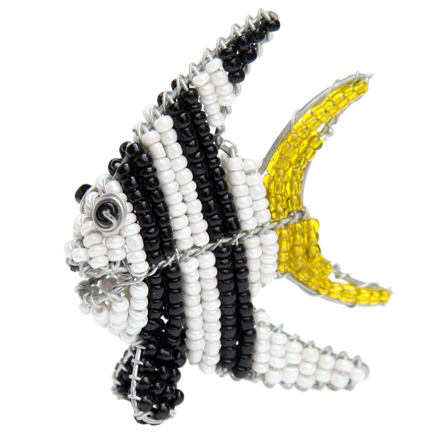 Handmade Beaded Minimal  Angel  Fish – Haitian  Artisan Coastal Décor. (Set of 3)