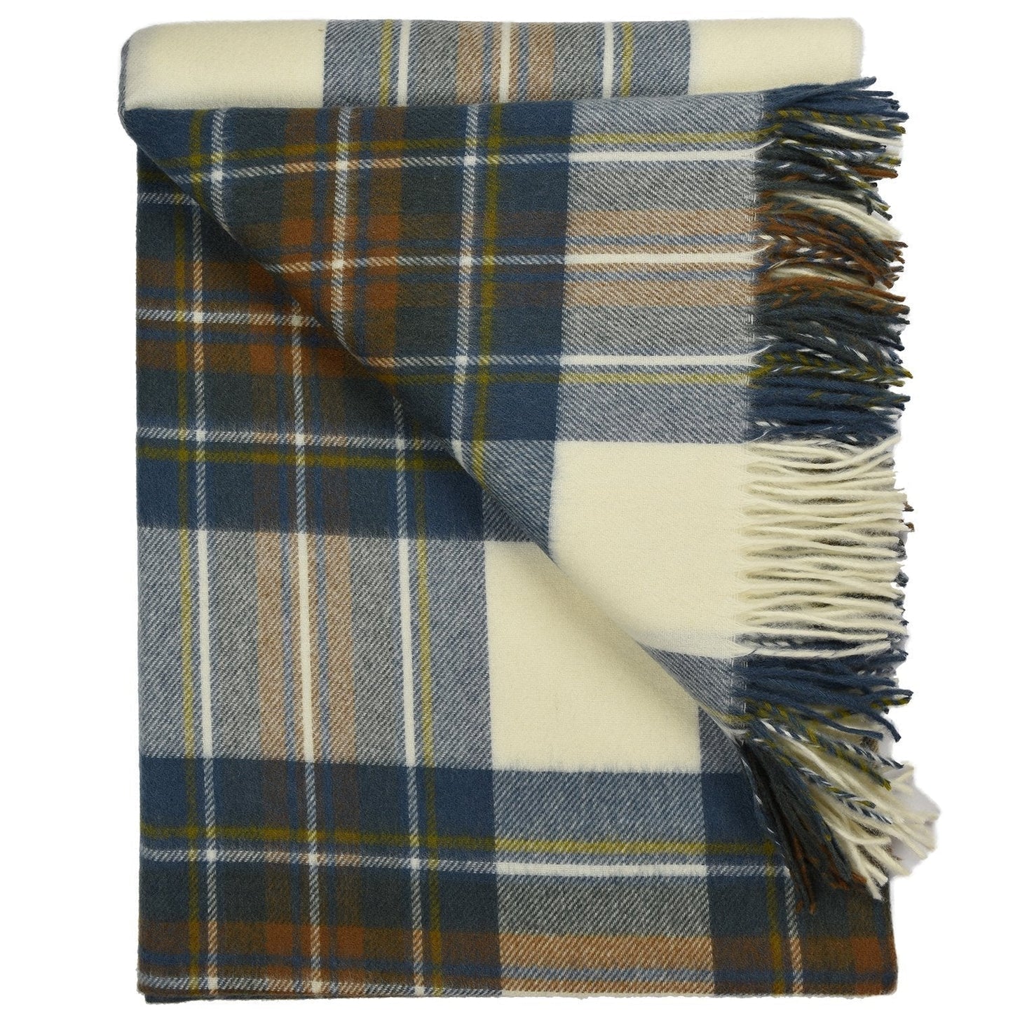 Highland Tartan Tweed Merino Wool Throw - Muted Blue Stewart