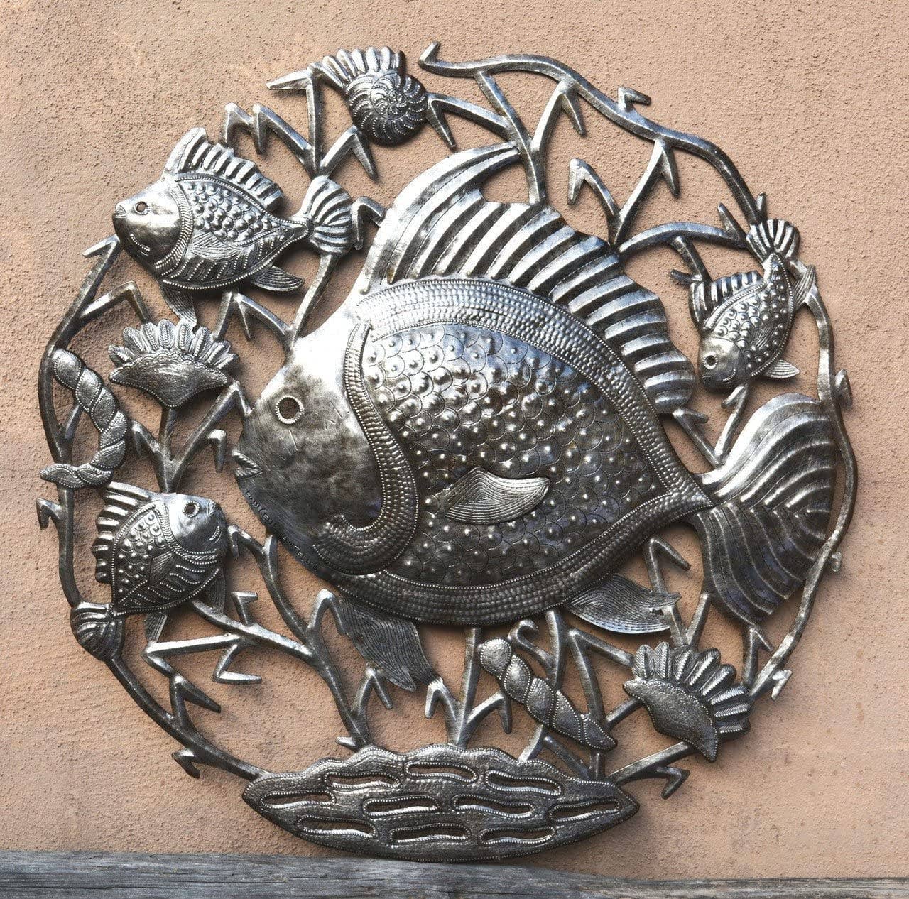 Sea Life Metal Wall Hanging, Fair Trade Recycled 23"