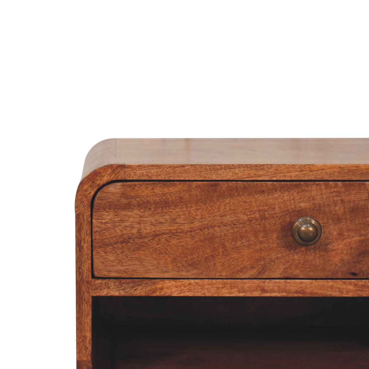 Solid Wood Curved Honey Caramel Wall-Mounted Bedside Table