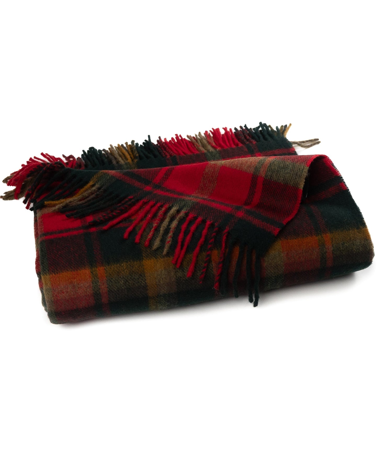 Highland Tartan Tweed Merino Wool Throw - Dark Maple