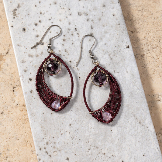 Ojo Purple Wire Wrapped Earrings
