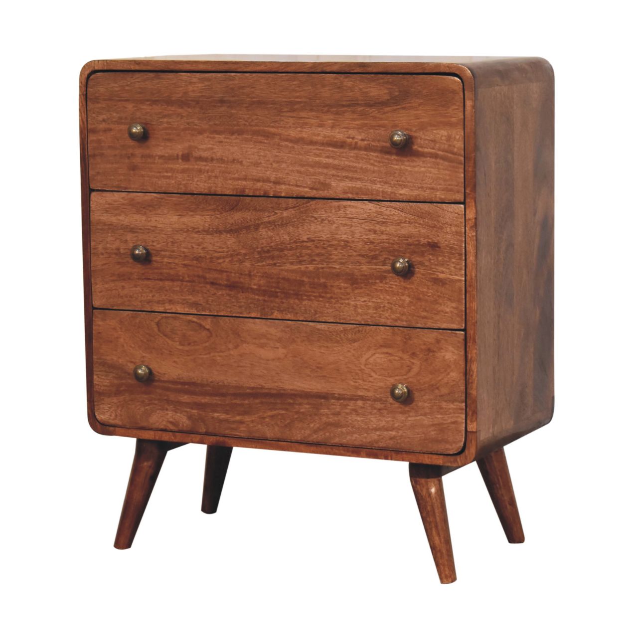 Solid Wood Curved Honey Caramel Chest
