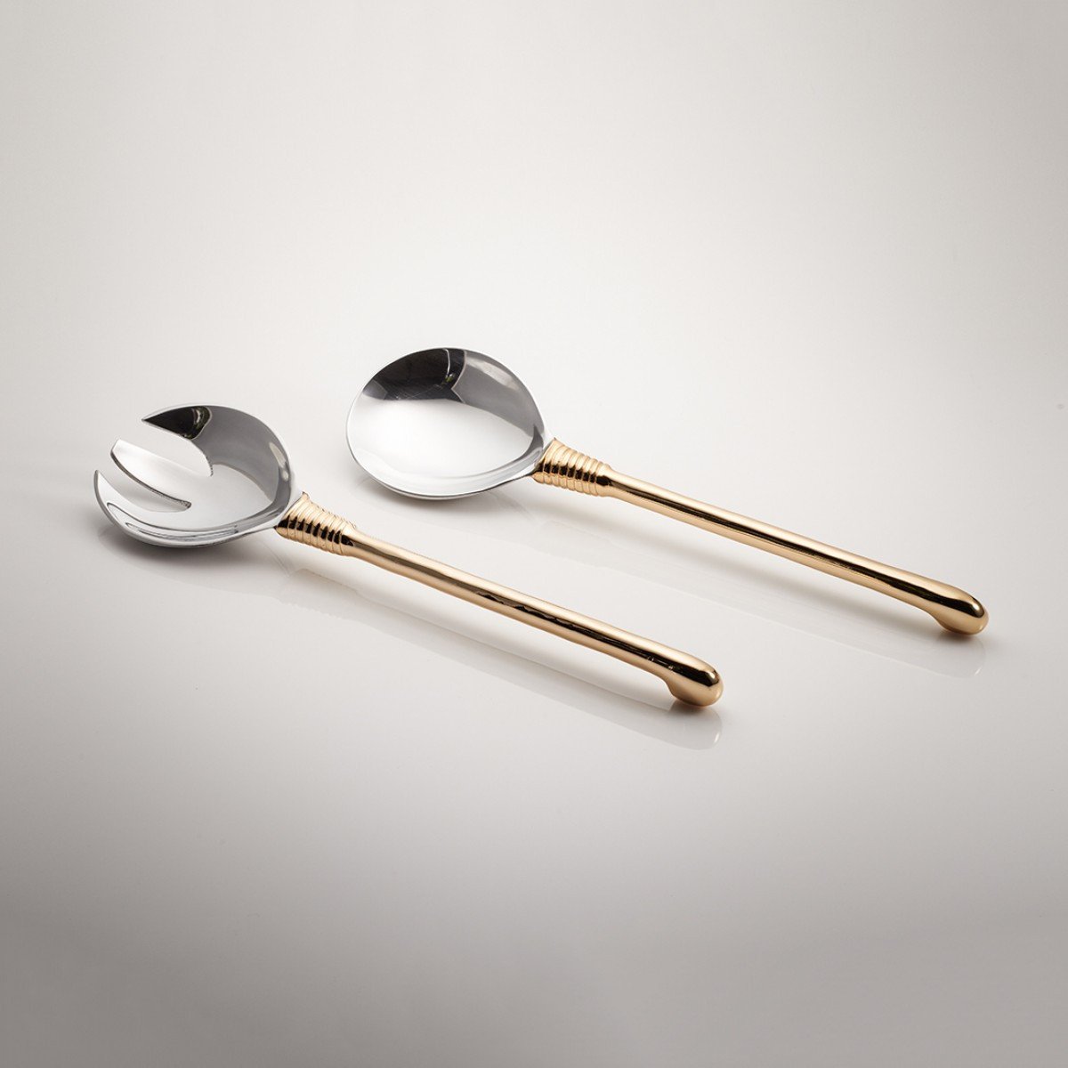 Djembe Salad Server Long Gold