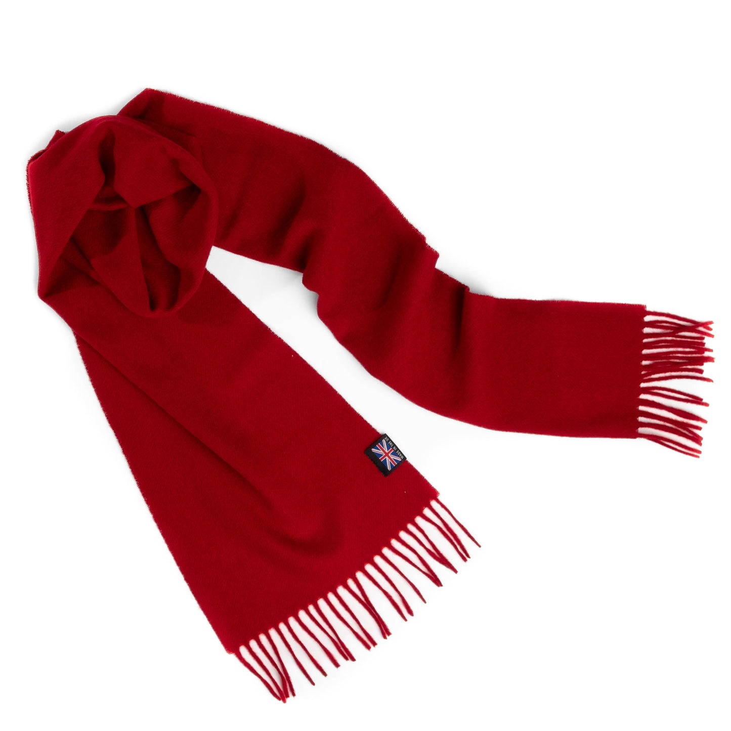 Prince of Scots Fringed Merino Wool Scarf (Red)