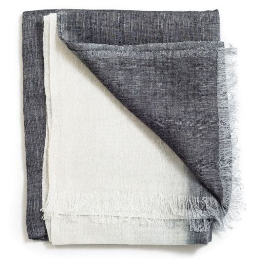 Granite Black White Ombre Linen Silk Handloom Scarf