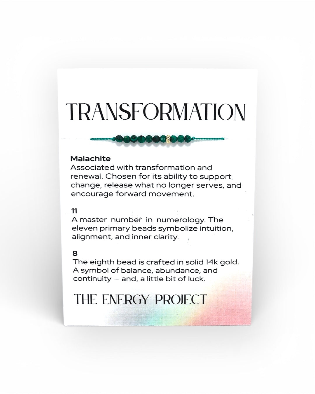 The Energy Project - Transformation Bracelet - Malachite & Solid 14K Gold Bead