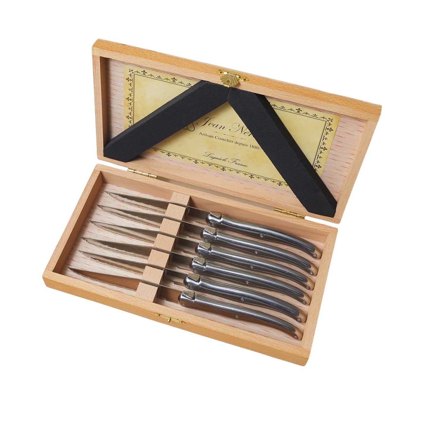 Laguiole 6 Piece Steak Knife Set, Stainless Steel in Wood Presentation Box