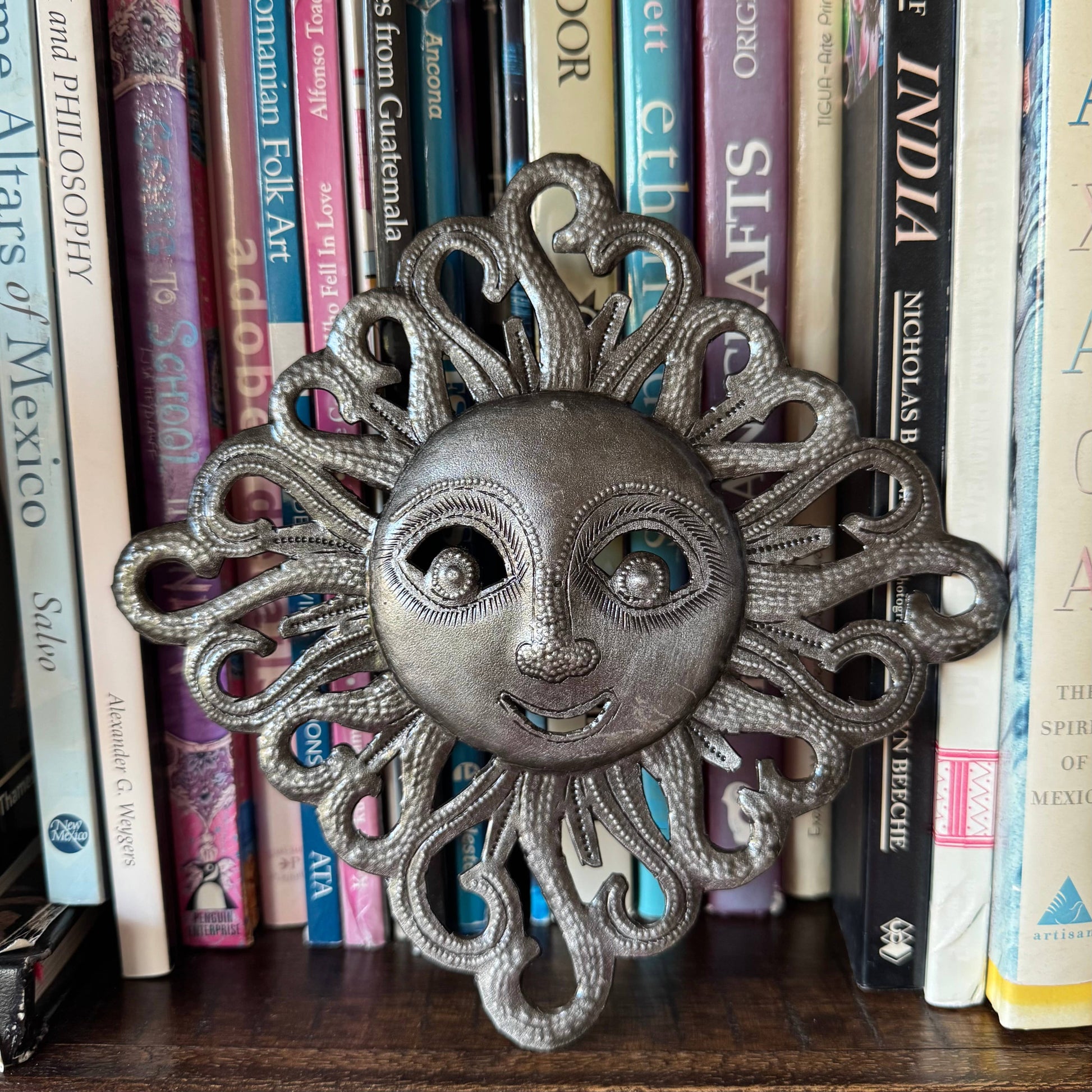 Decorative Ray of Sunshine, Mini Sunface, Metal Decor, 7"