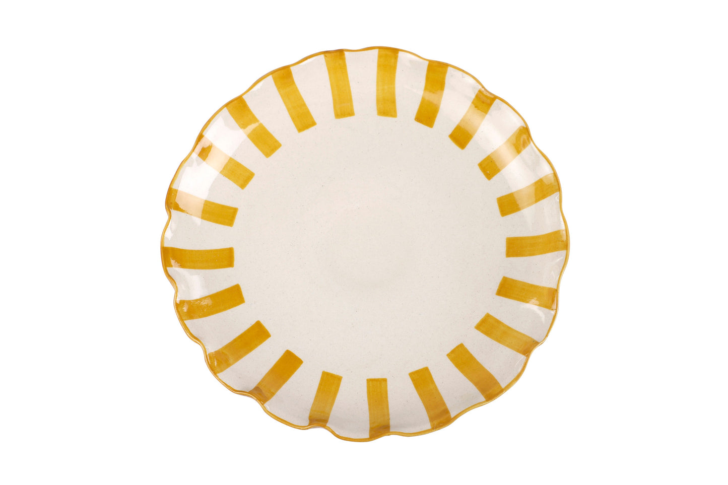 Ceramic Stripe Cake Stand - Yellow