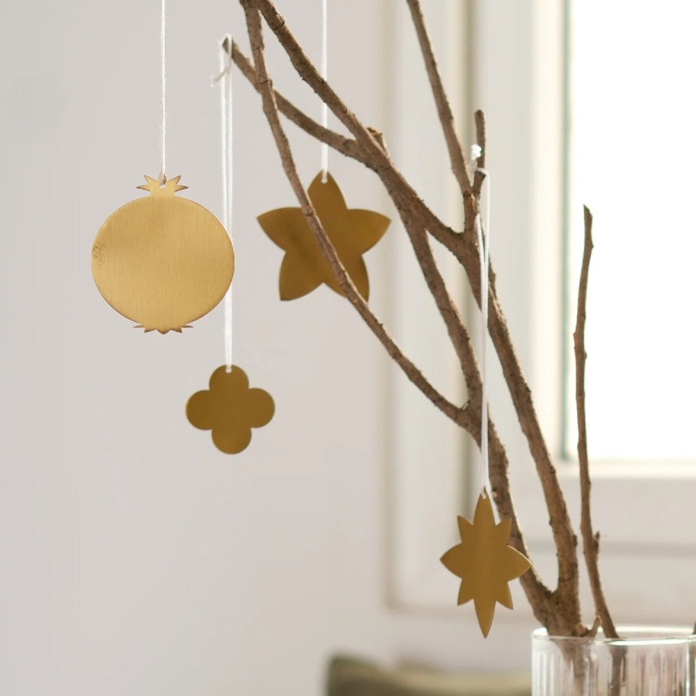 Foliage Brass Ornaments, Set of 7