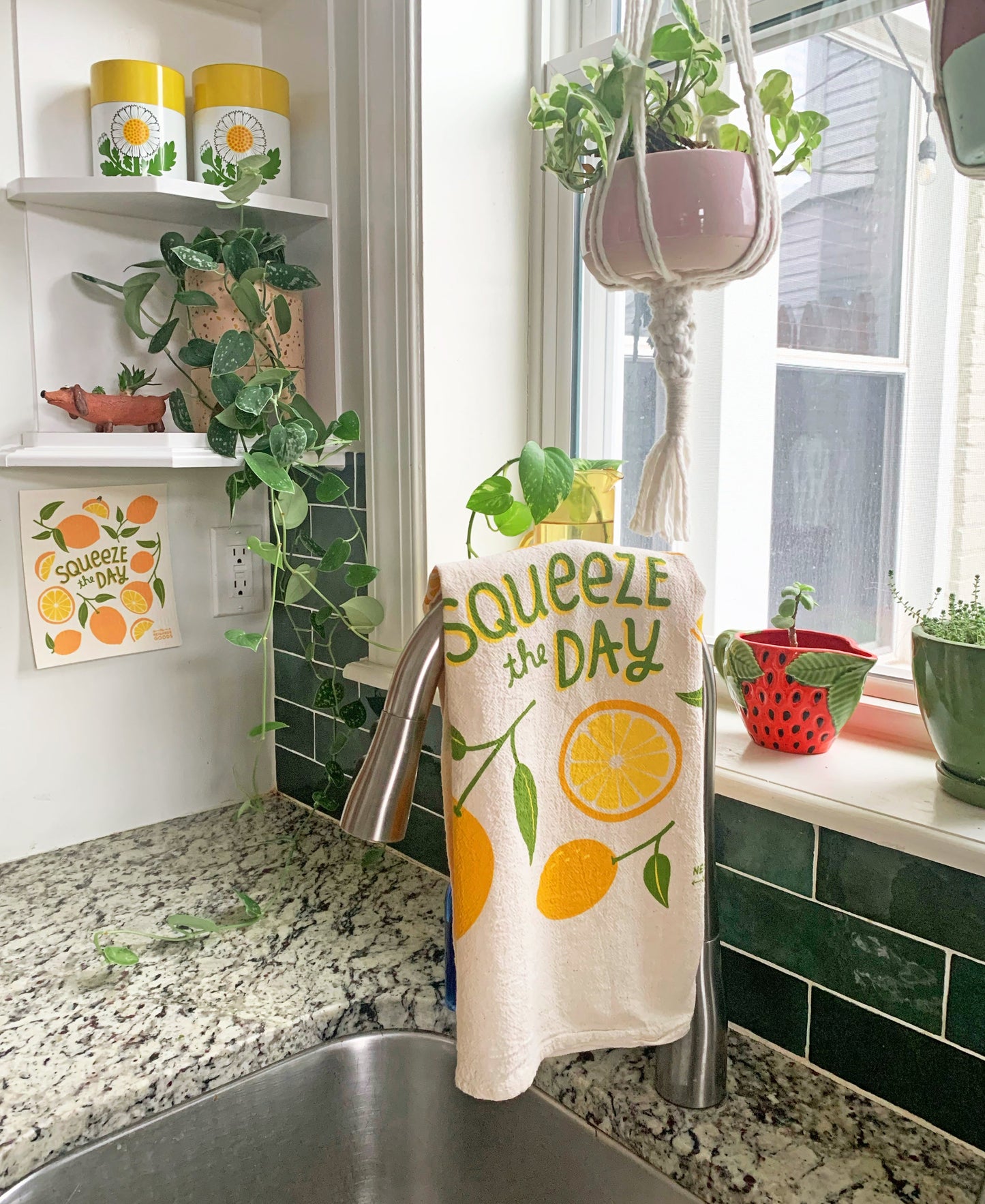 Lemon Dish Towel + Sponge Cloth Gift Set