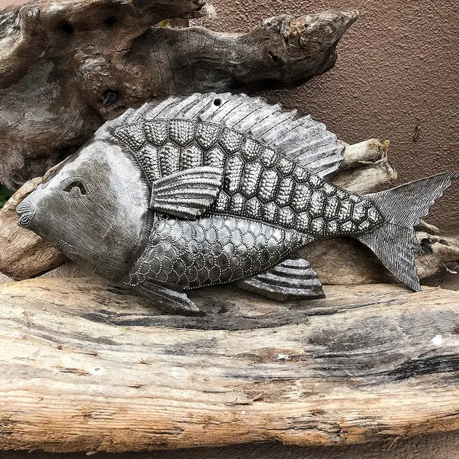 Nautical Fish, Haitian Wall Hanging Haitian Metal 13"x7"