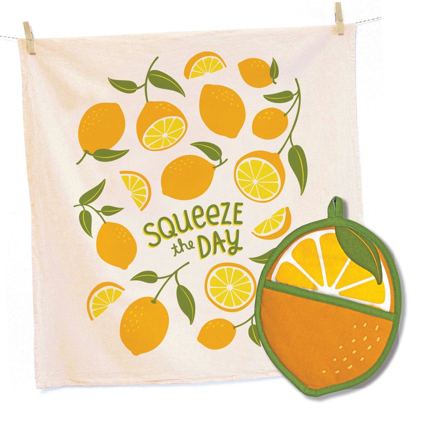 Lemon Tea Towel and Pot Holder Set