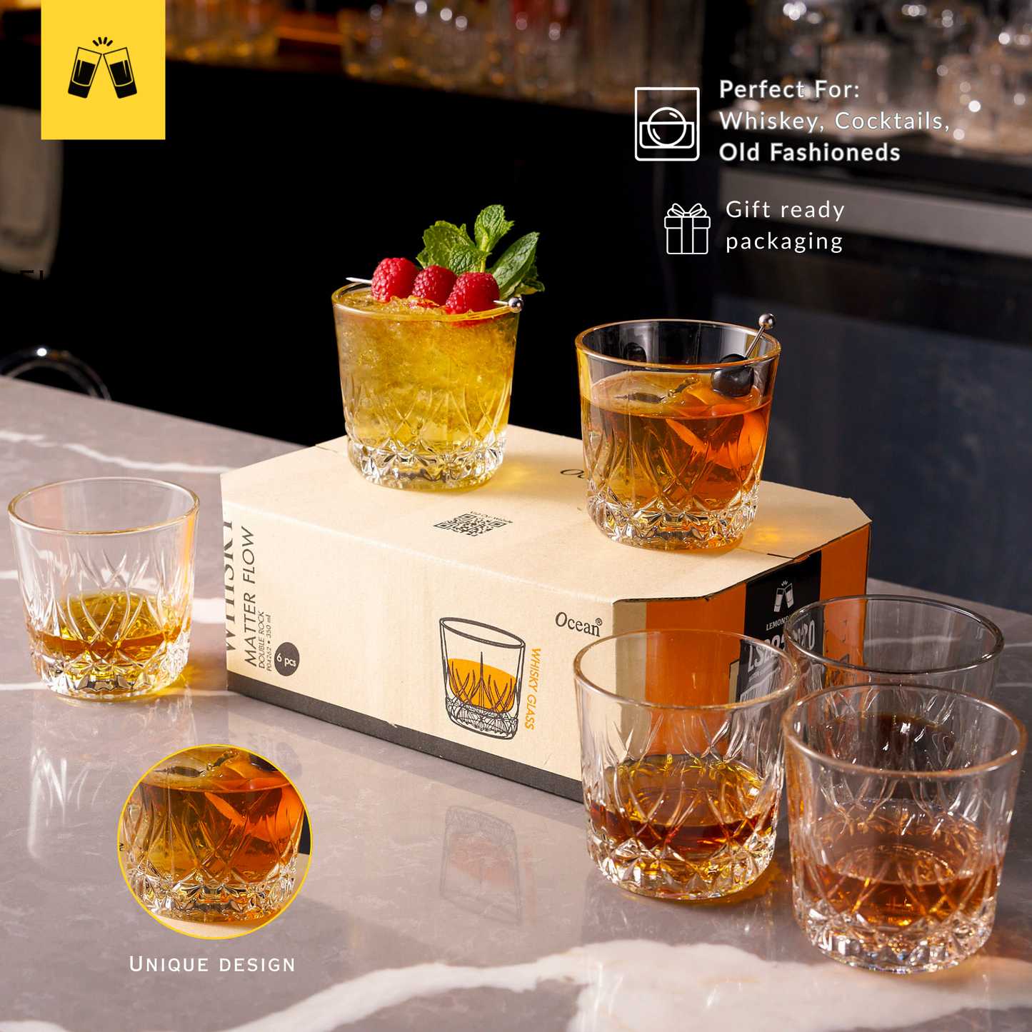 Whiskey Sour Old Fashioned Glasses Tumblers