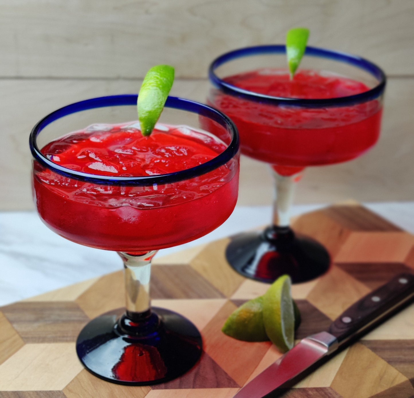Cobalt Blue Rim Margarita Glasses - Set of 4