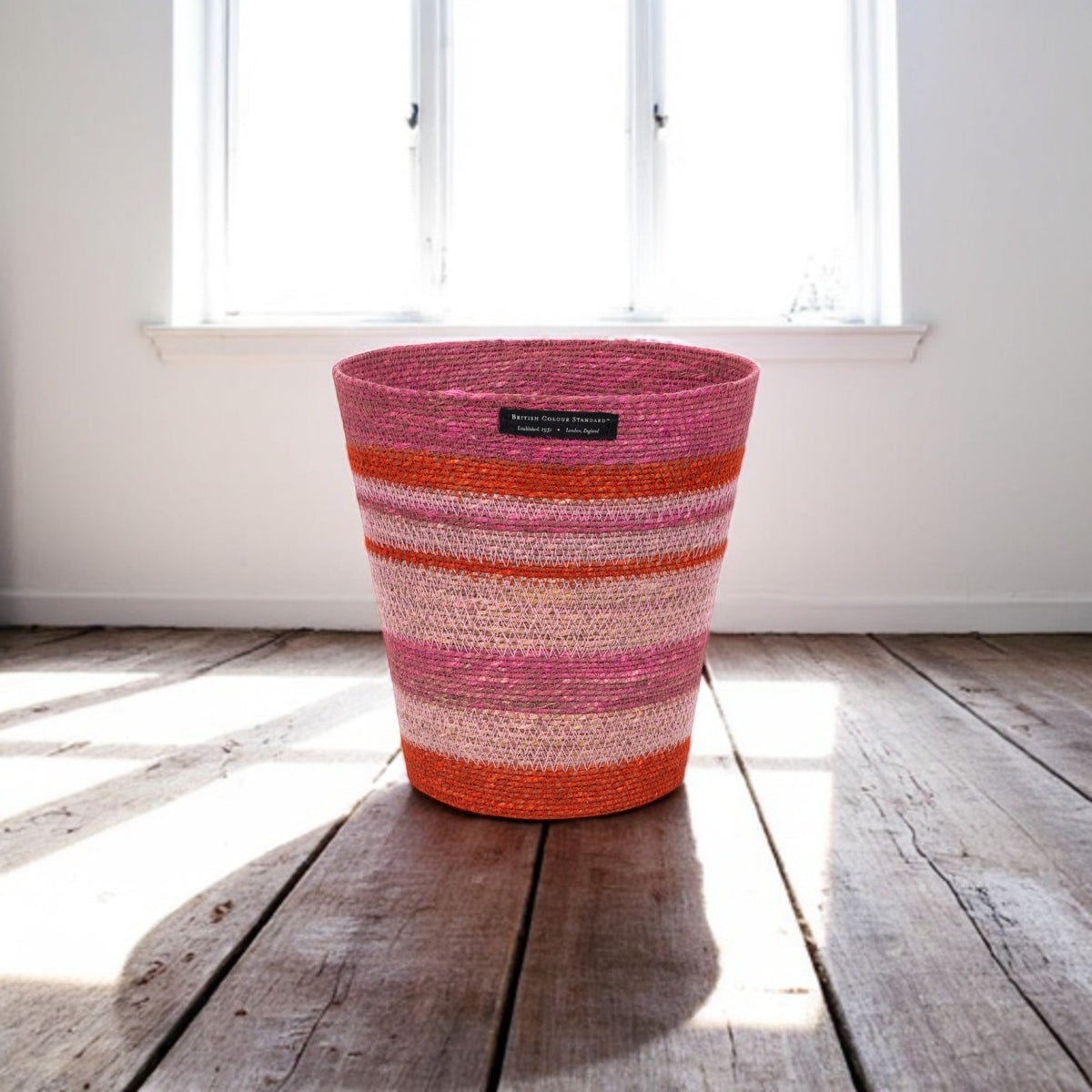 Striped Seagrasss Waste Paper Basket in Guardsman / Neyron