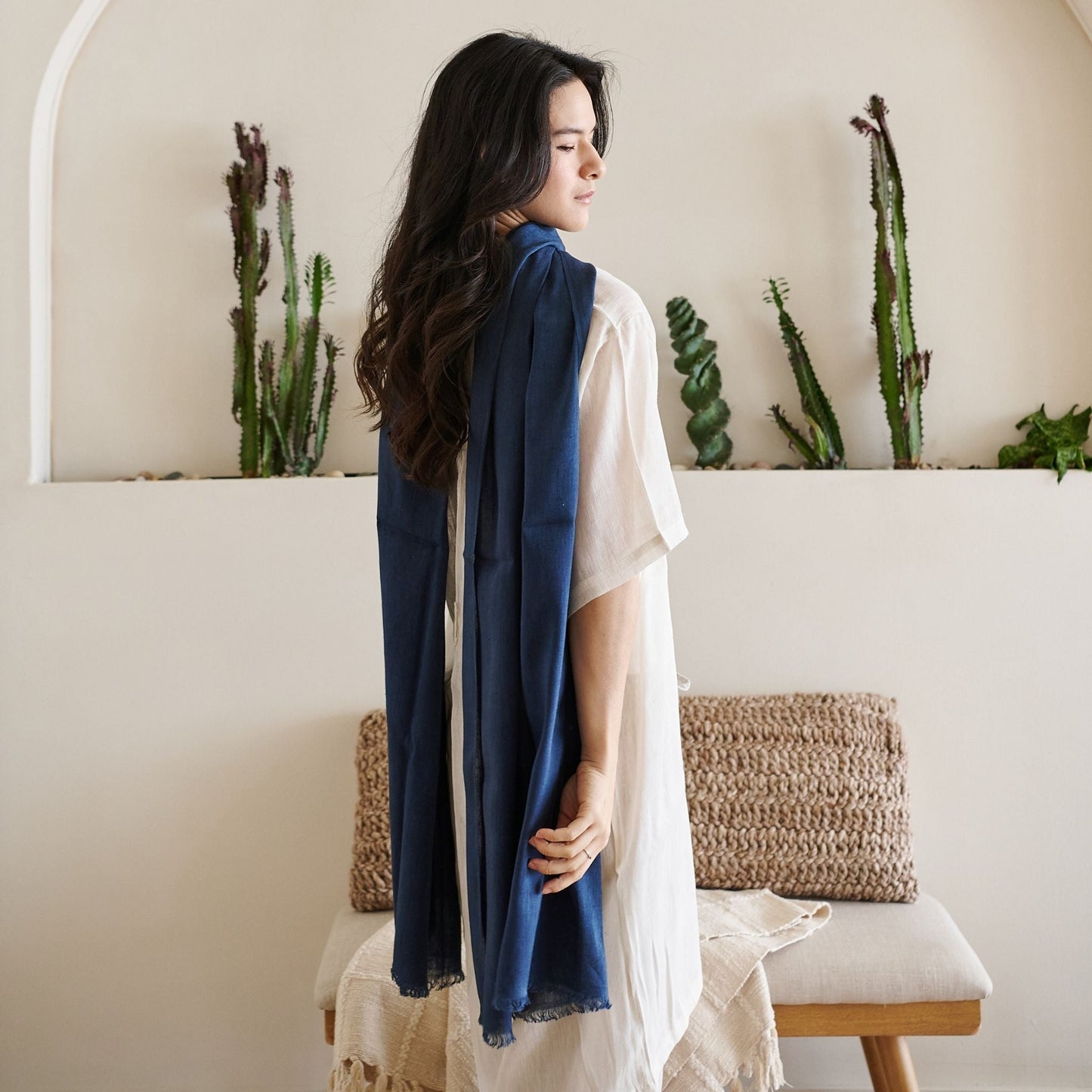 Hand Woven Linen Silk Blend Scarf