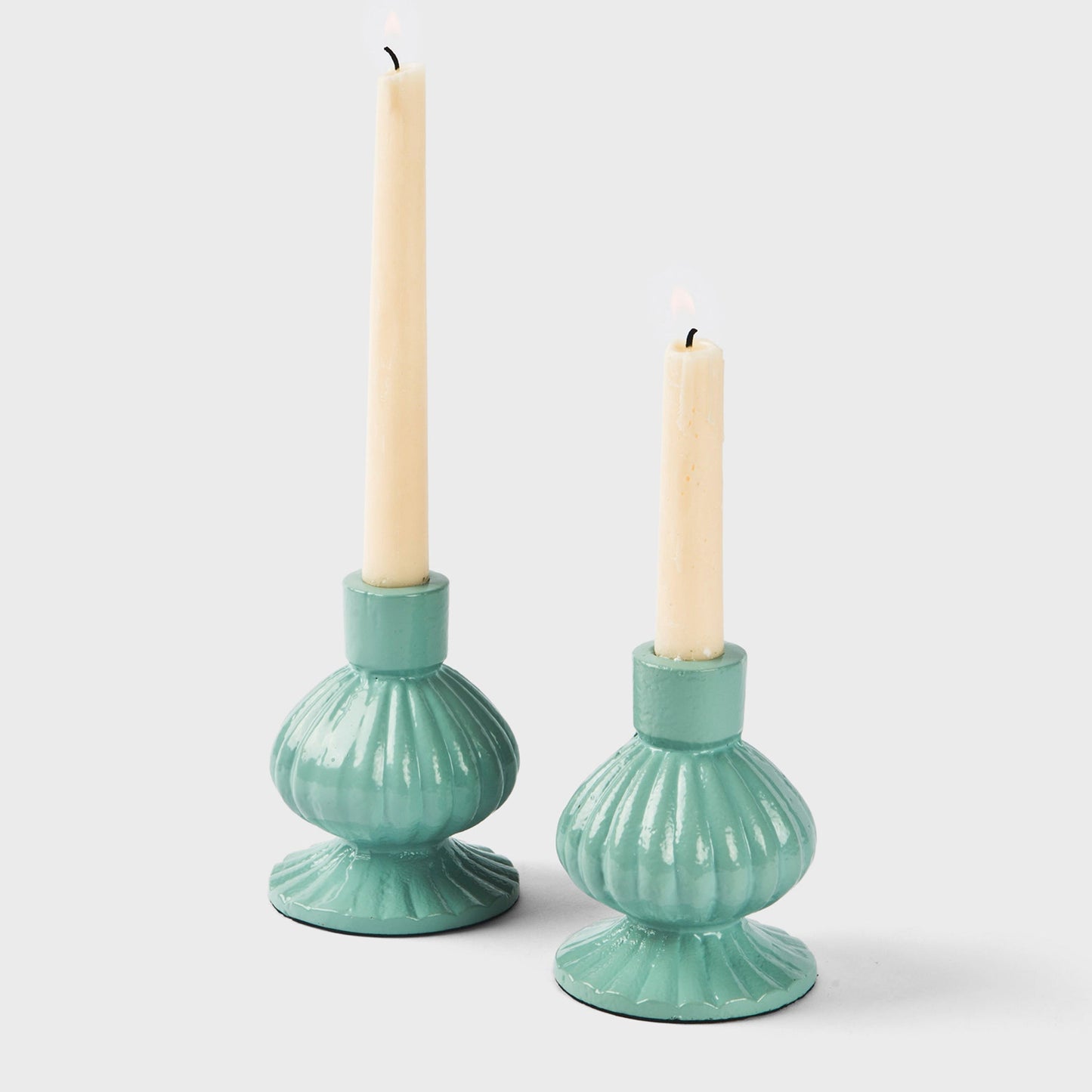 Sculpted Aluminum Candlesticks Set of 2