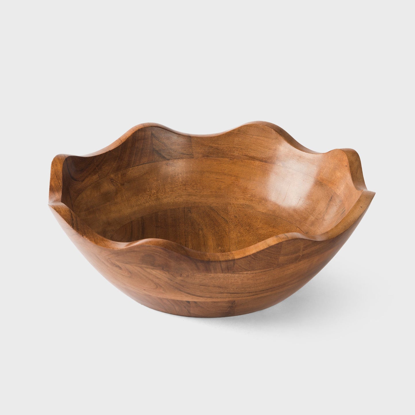Acacia Wood Scallop Bowl, Natural Finish