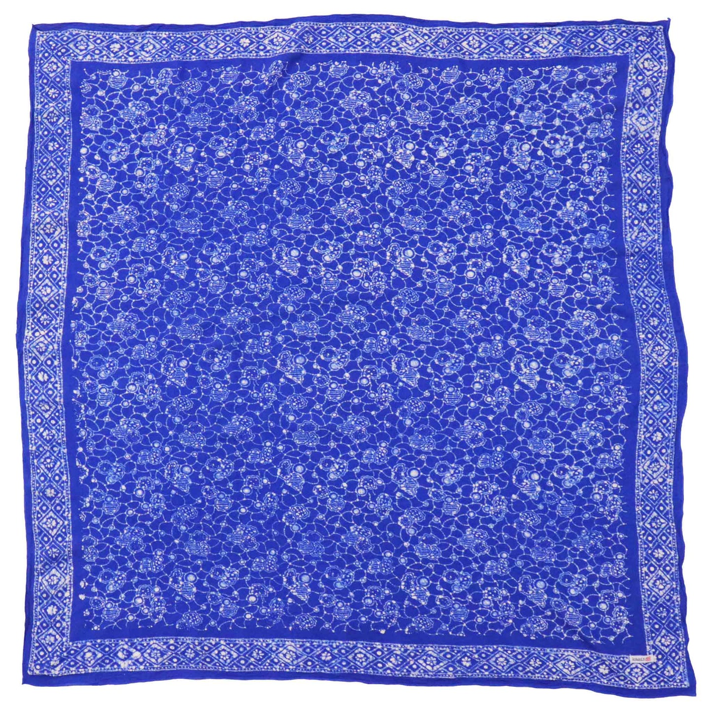 Large 39" Hand Dyed Batik Bandana, 100% Soft Cotton, Boulder, Blue