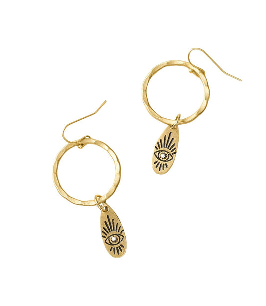 Ruchi Evil Eye Charm Hoop Earrings