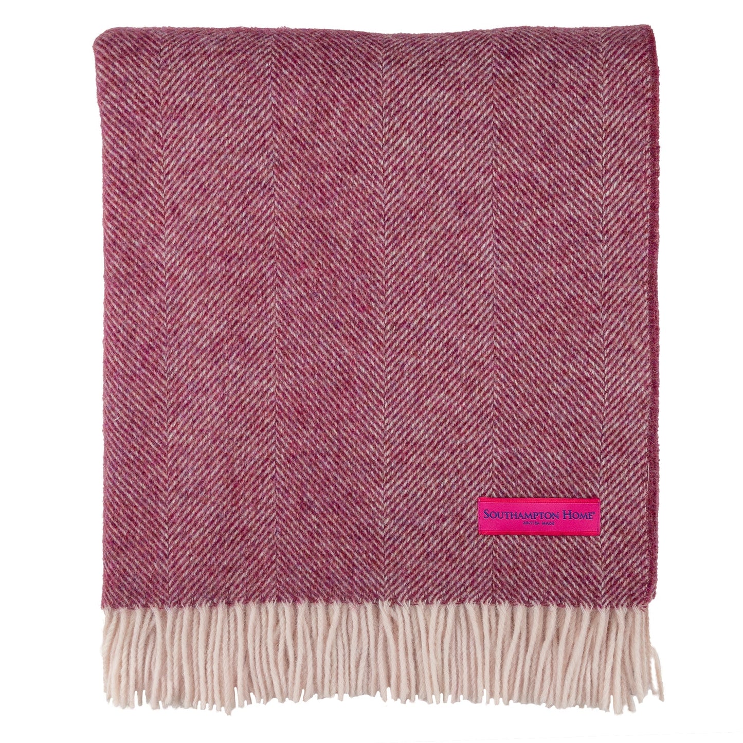 Southampton Home Shetland Lambswool Herringbone Throw – Berry