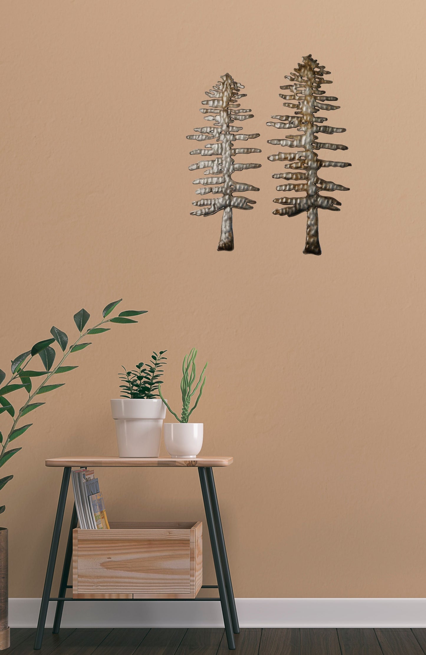 S/2 Pine Trees Metal Art