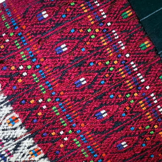 Embroidered Huipil & Handwoven Corte Throw Pillow Cover