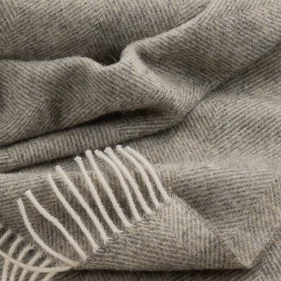 Southampton Home Shetland Lambswool Herringbone Throw – Estate Grey