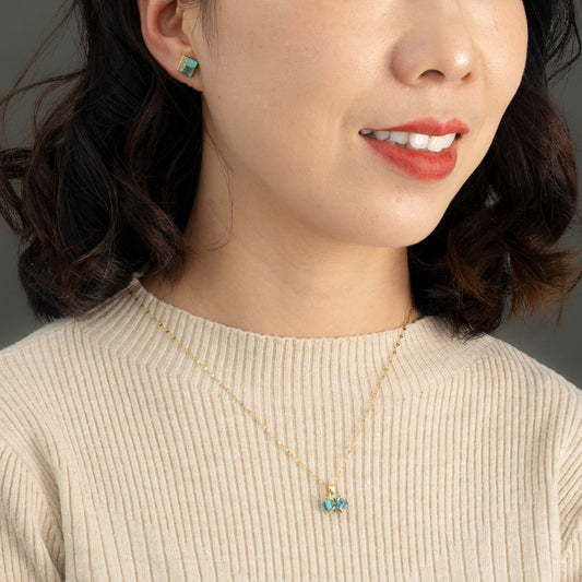 Lorena Square Turquoise Stud Earrings