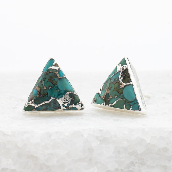 Ellie Triangle Turquoise Studs in Sterling Silver