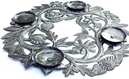 Advent Wreath, Holiday Centerpiece, Handmade Haitian Metal