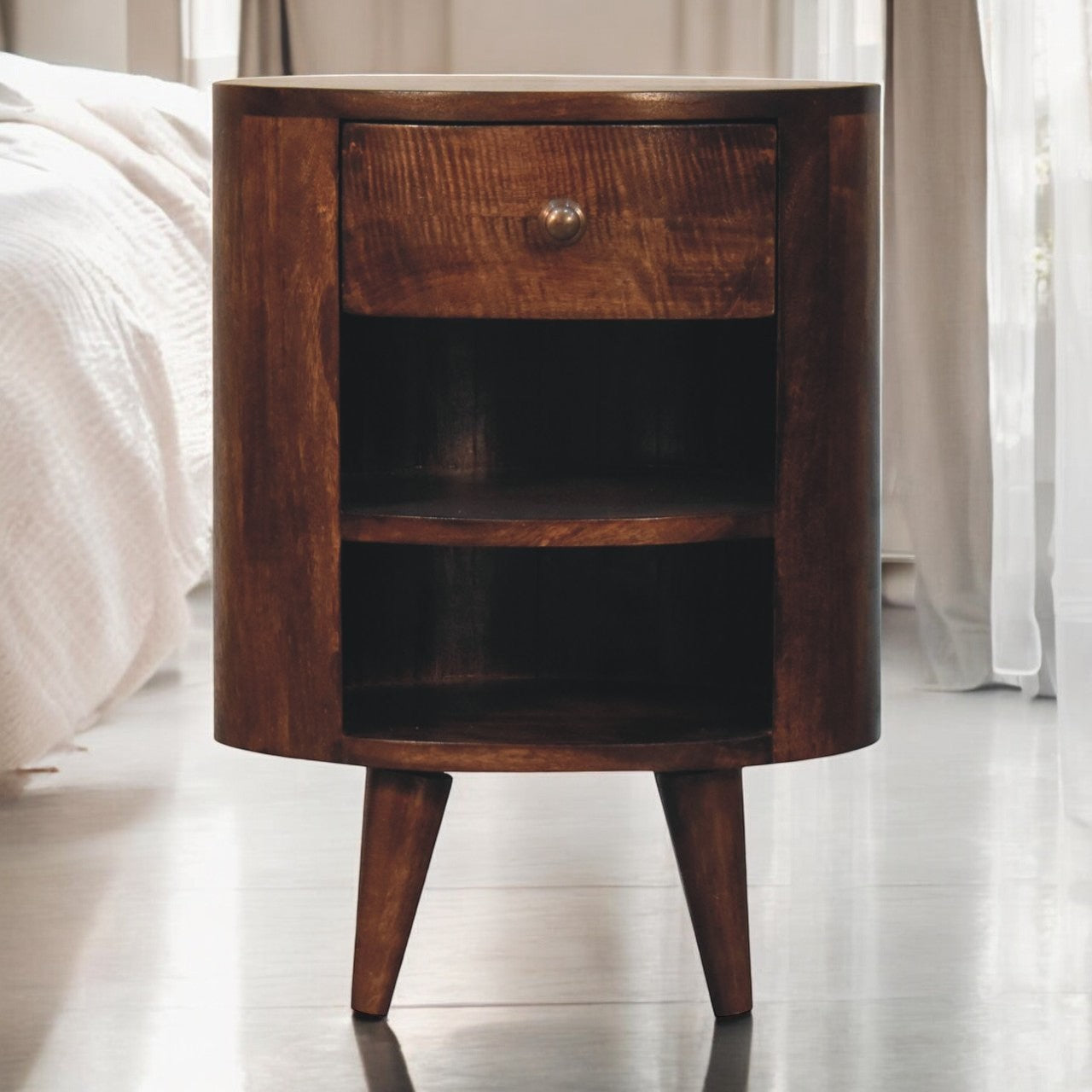 Solid Wood Cortez California Walnut Bedside Table