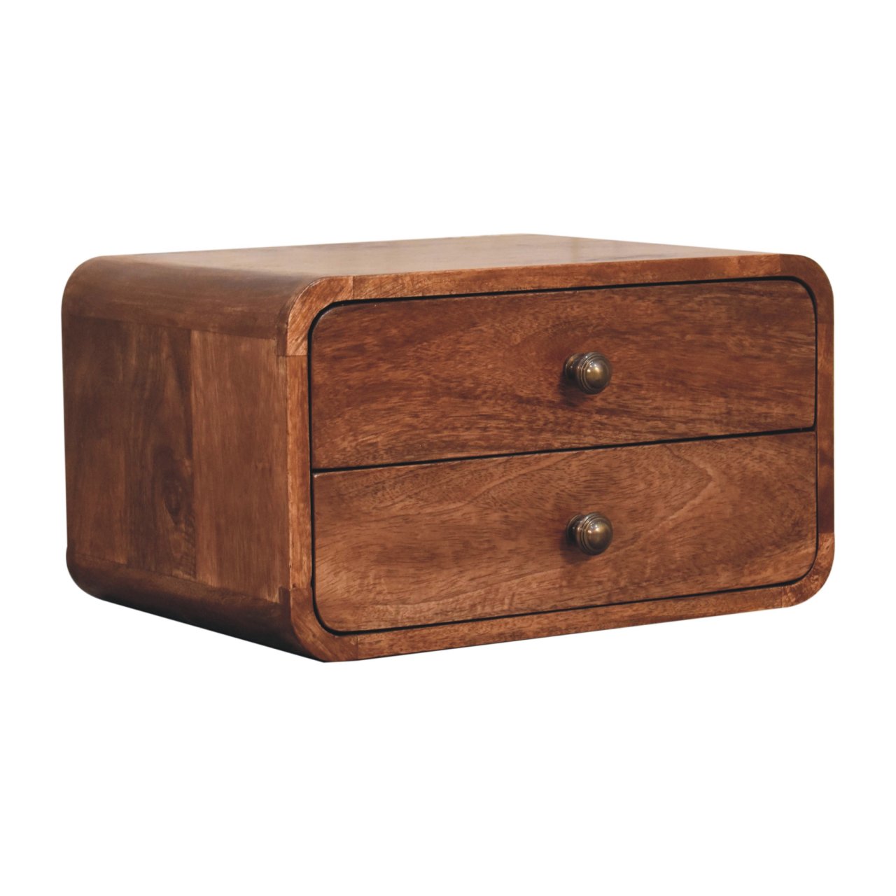 Solid Wood Honey Caramel Floating Bedside Table