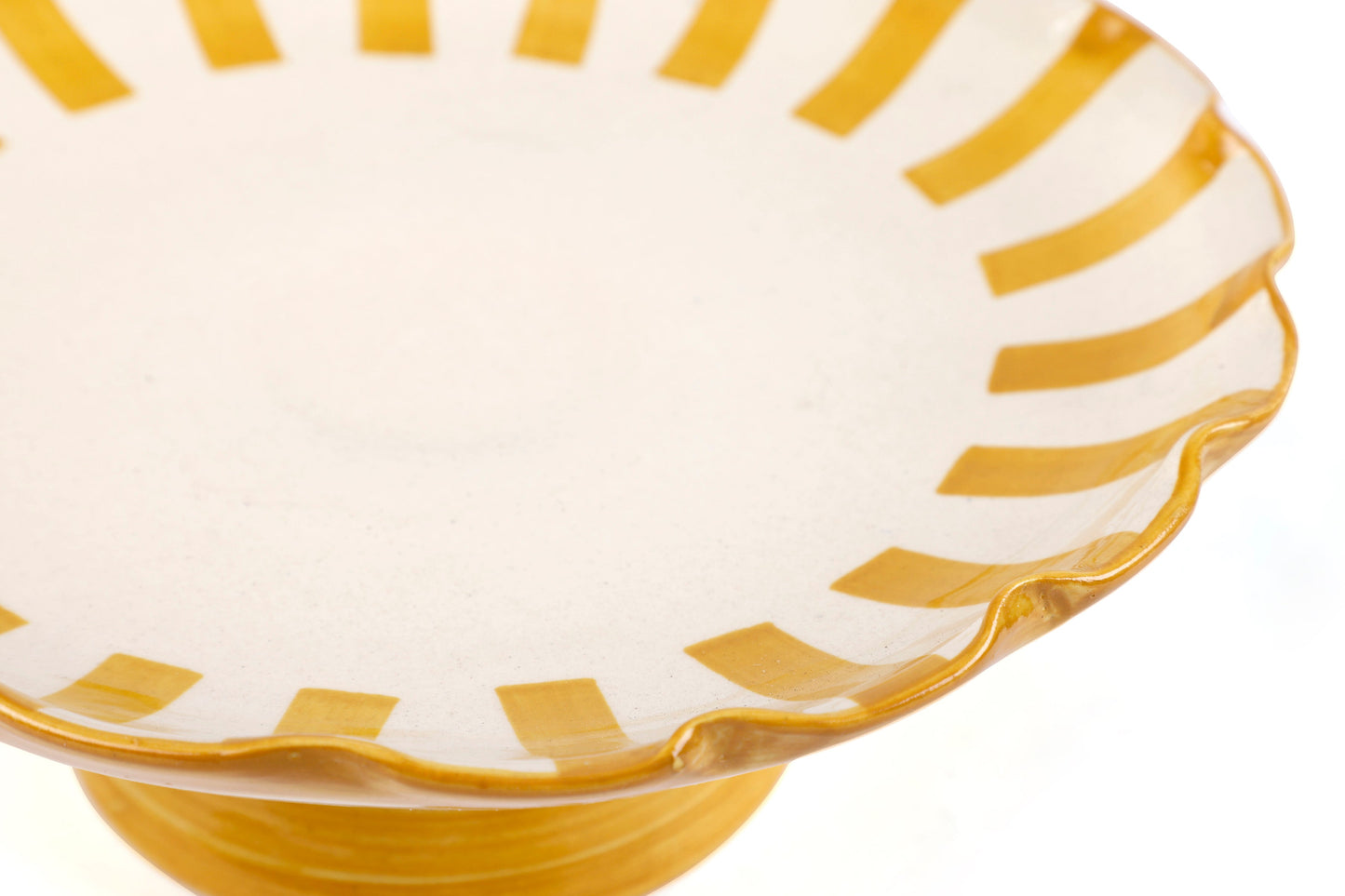 Ceramic Stripe Cake Stand - Yellow