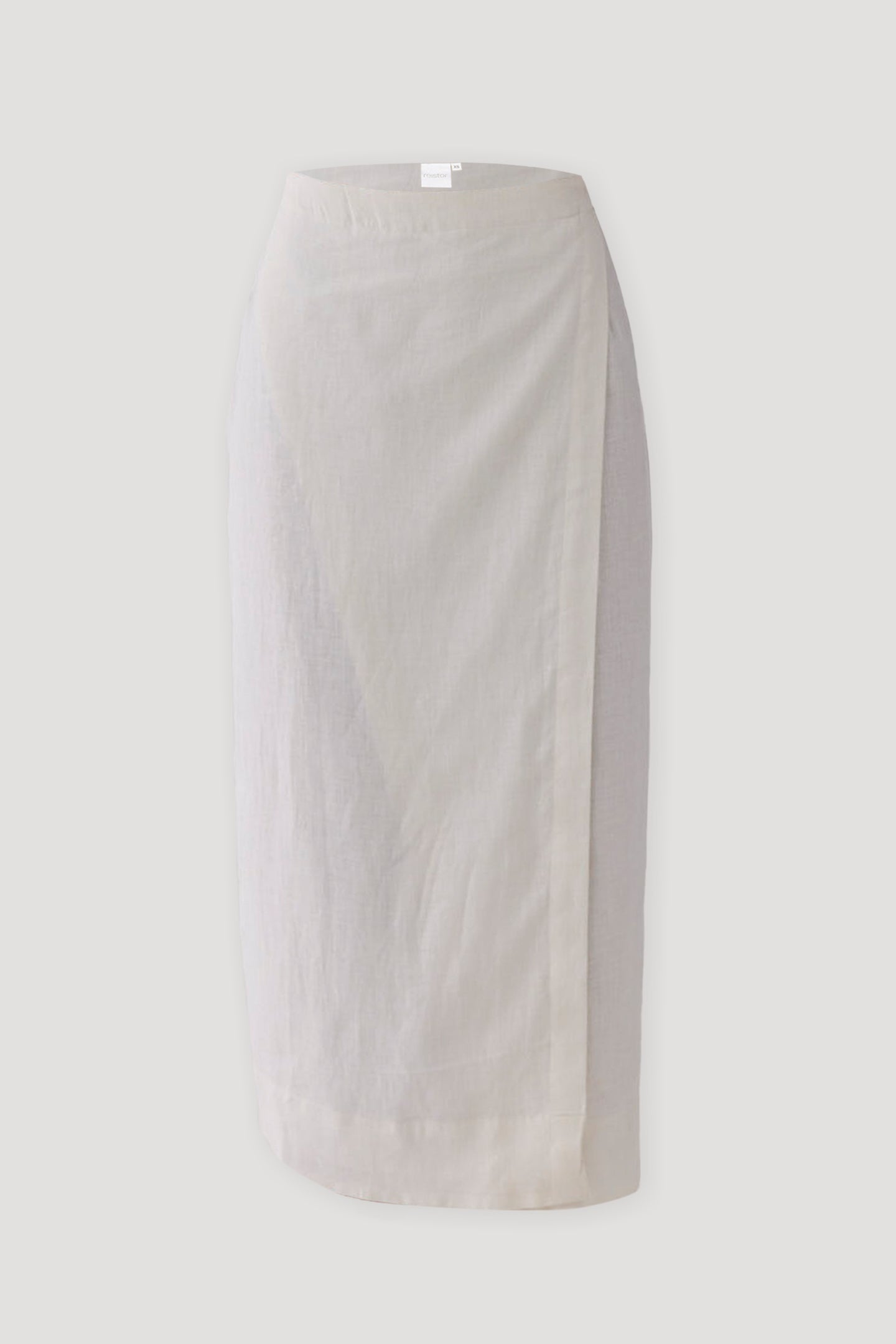 Fitted Overlap Midi Skirt in Off - white