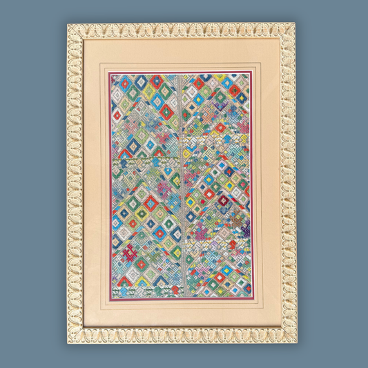 Handwoven Mayan Textile in Vintage Frame