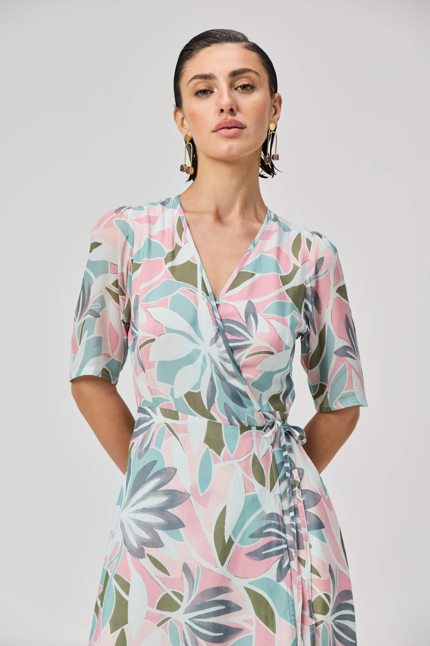 Maxi Wrap Dress in Multi Florals